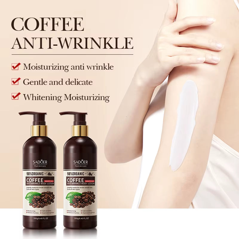 Revitalize Your Skin with SADOER Coffee Anti-Wrinkle Body Lotion - Lightweight, Non-Greasy Daily Moisturizer for All Skin Types