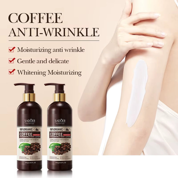 Revitalize Your Skin with SADOER Coffee Anti-Wrinkle Body Lotion - Lightweight, Non-Greasy Daily Moisturizer for All Skin Types
